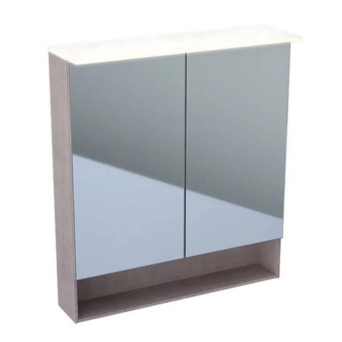 Geberit Acanto tükrös szekrény világítással, két ajtóval 75x83 cm 500.645.00.2