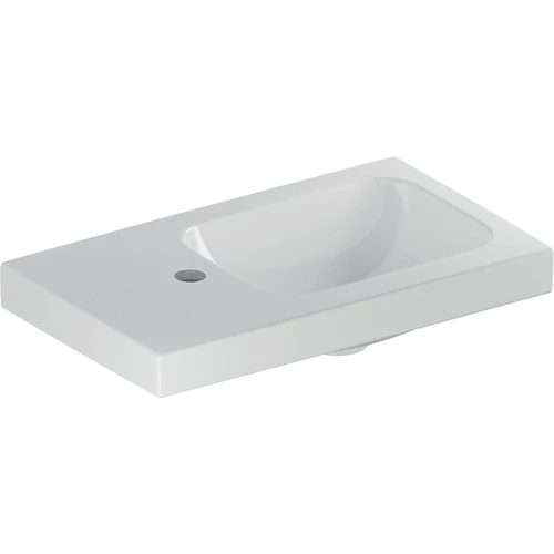 Geberit iCon Light kézmosó, 53x14x31cm, csaplyuk és pakolófelület bal oldalt, túlfolyó nélkül, fehér (501.833.00.1)