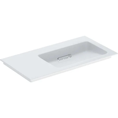 Geberit ONE jobbos mosdó hátsó lefolyóval 90x48cm, KeraTect, csaplyuk és túlfolyó nélkül 505.013.00.1
