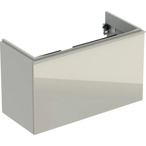 Geberit Acanto alsó szekrény mosdóhoz, egy fiókkal egy belső fiókkal rövidített kivitel 90 cm matt homokszürke/fényes homokszürke üveg 500.616.JL.2