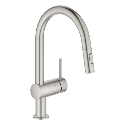 Grohe Minta egykaros mosogató csaptelep kihúzható zuhanyfejjel, supersteel 32321DC2