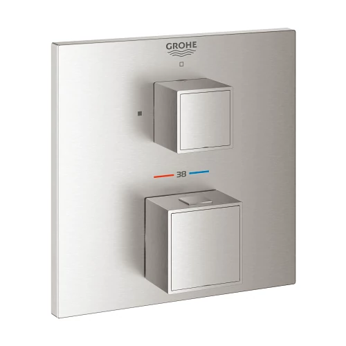 Grohe Grohtherm Cube Termosztátos keverő 1 kimenethez elzáró szeleppel matt szuperacél 24153DC0