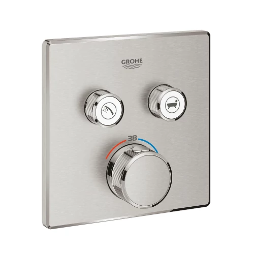 Grohe Grohtherm SmartControl Termosztát falsík mögötti telepítéshez, 2 fogyasztóra, matt szuperacél 29124DC0