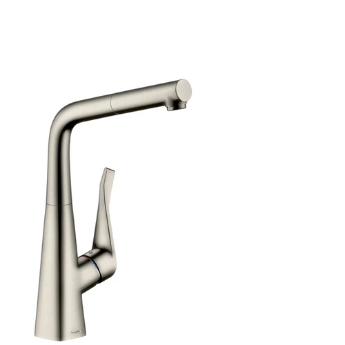 Hansgrohe M7114-H320 egykaros konyhai csaptelep 320 kihúzható kifolyóval, rozsdamentes acél hatású 73812800