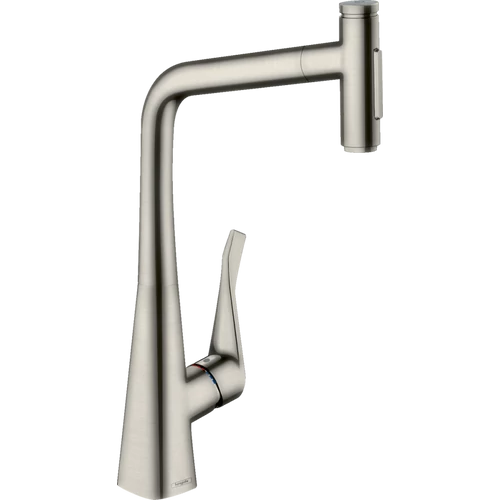 Hansgrohe Metris Select M7117-H320 egykaros konyhai csaptelep kihúzható kifolyóval, rozsdamentes acél 73816800