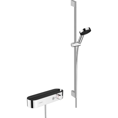 Hansgrohe Pulsify Select S Zuhanyszett 105, 3 jet Relaxation, kézizuhannyal termosztáttal, és 90 cm-es zuhanyrúddal, csúszkával és zuhanytömlővel króm 24270000