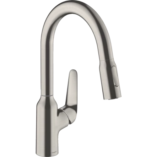 Hansgrohe Focus M42 Egykaros konyhai csaptelep 160, kihúzható zuhanyfejjel nemesacél felület 71801800