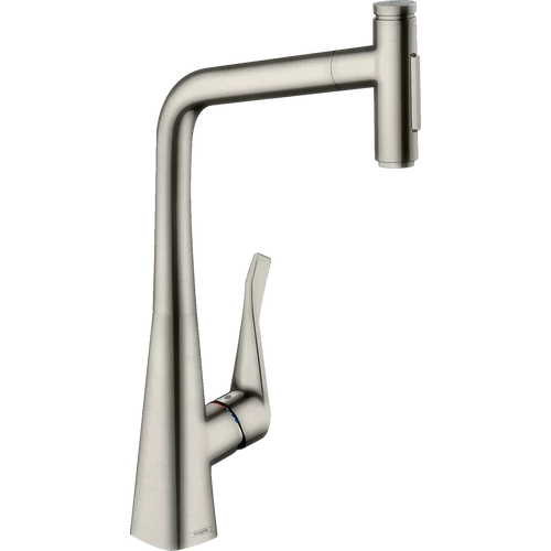 Hansgrohe Metris Select M71 M7117-H320 egykaros konyhai csaptelep kihúzható kifolyóval nemesacél felület 73820800