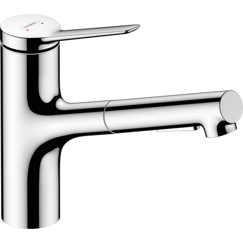 Hansgrohe Zesis M33 Egykaros konyhai csaptelep 140, kihúzható kifolyóval, 2 jet, sBox light króm 74803000