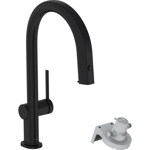 Hansgrohe Aqittura M91 Vízszűrős konyhai csaptelep 210, kihúzható zuhanyfejjel, 1jet matt fekete 76803670