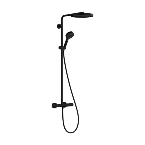 Hansgrohe Pulsify S Puro Showerpipe 260, 1jet, Ecostat Fine termosztáttal és 3jet kézizuhannyal Matt Fekete 24236670