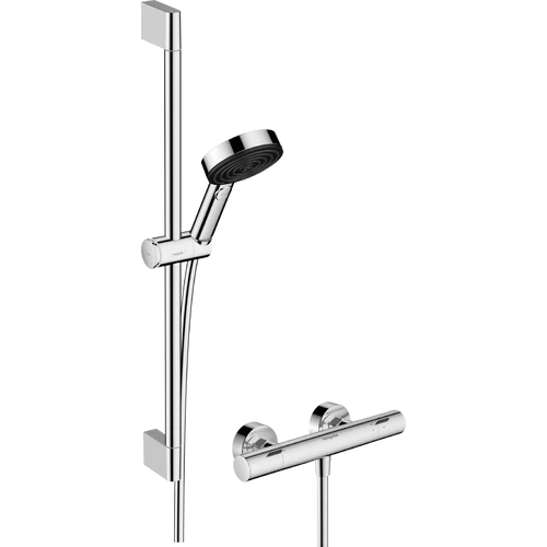 Hansgrohe Pulsify Select S Zuhanyrendszer 3jet Relaxation 105 EcoSmart kézizuhannyal, Ecostat Fine termosztáttal, és 65cm-es zuhanyrúddal Króm 24262000