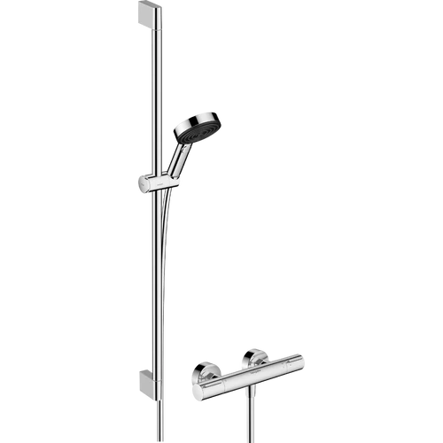 Hansgrohe Pulsify Select S Zuhanyrendszer 3jet Relaxation 105 EcoSmart kézizuhannyal, Ecostat Element termosztáttal, és 90cm-es zuhanyrúddal Króm 24271000