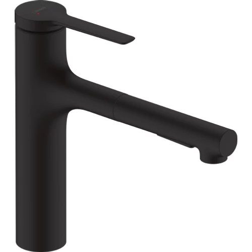 Hansgrohe Zesis M33 egykaros konyhai csaptelep kihúzható fém zuhanyfejjel, matt fekete 74822670