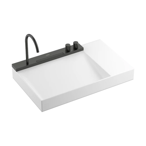 Hansgrohe Avalegra AquaUnit 780/475 mosdórendszer zuhanyvízsugárral Szálcsiszolt Fekete Króm 22473340