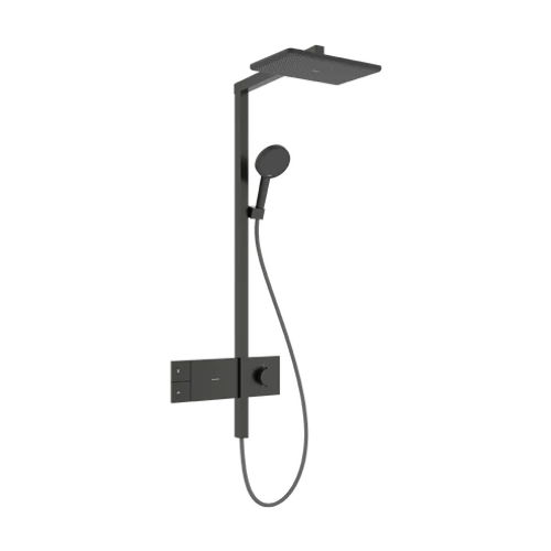 Hansgrohe Raindance Alive Q Showerpipe 210/340, 1jet, EcoSmart, ShowerSelect Comfort Szálcsiszolt Fekete Króm 24581340