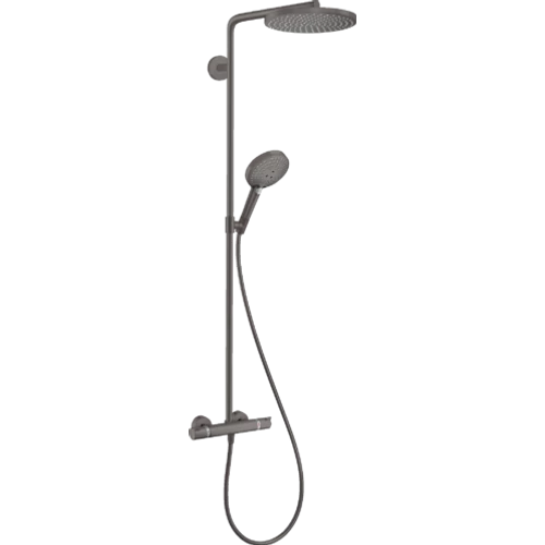 Hansgrohe Raindance S Showerpipe 240, 1jet, PowderRain, Ecosmart+, termosztáttal Szálcsiszolt Fekete Króm 28825340