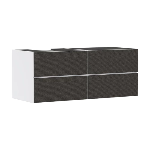 Hansgrohe Xevolos E Konzolos mosdószekrény 1370/550, Matt Fehér színű, 4 fiókkal, ráültetett mosdótálakhoz, balos Textil sötétszürke 54236660