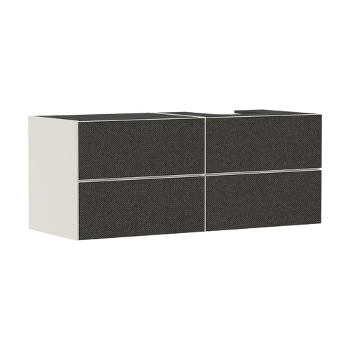 Hansgrohe Xevolos E Konzolos mosdószekrény 1370/550, Matt Homokbézs színű, 4 fiókkal, ráültetett mosdótálakhoz, jobbos Textil sötétszürke 54240660