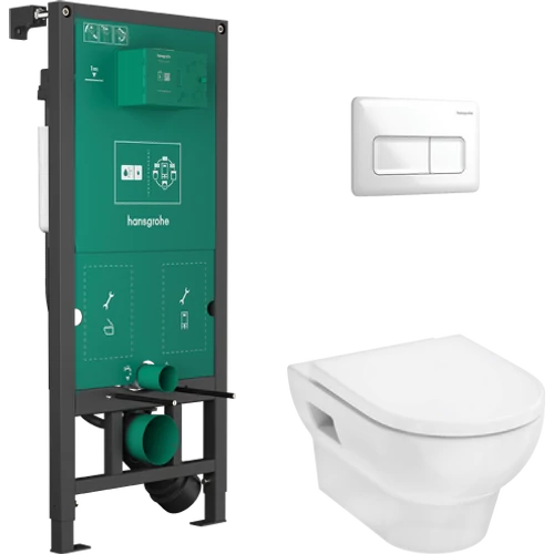 Hansgrohe GladeLake S Teljes WC-szett falsík alatti öblítőrendszerrel, iFrame Original Q öblítőlappal, GladeLake WC-ülőkével 60301450