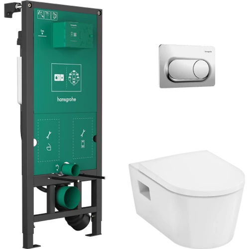 Hansgrohe EluPura Original S Teljes WC-szett falsík alatti öblítőrendszerrel, iFrame Original S öblítőlappal, EluPura WC-ülőkével 60302000