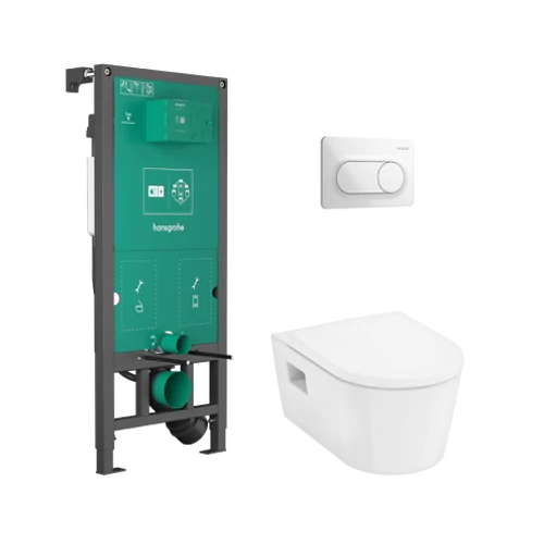 Hansgrohe EluPura Original S Teljes WC-szett falsík alatti öblítőrendszerrel, iFrame Original S öblítőlappal, EluPura WC-ülőkével 60302450