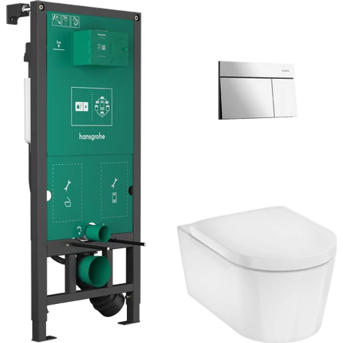 Hansgrohe EluPura S Teljes WC-szett falsík alatti öblítőrendszerrel, iFrame Element E öblítőlappal, EluPura WC-ülőkével 60303000