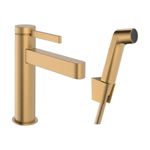Hansgrohe Finoris Egykaros mosdócsaptelep 110, bidé kézizuhannyal és 160cm-es zuhanytömlővel, Szálcsiszolt Bronz 76210140
