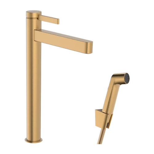 Hansgrohe Finoris Egykaros mosdócsaptelep 260, bidé kézizuhannyal és 160cm-es zuhanytömlővel, Szálcsiszolt Bronz 76220140
