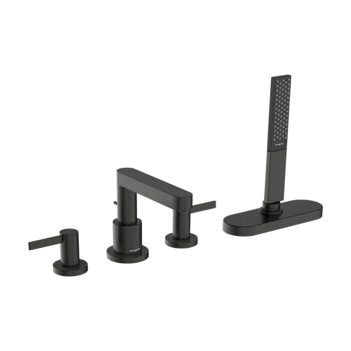Hansgrohe Finoris Peremre szerelhető kádcsaptelep, sBox-szal, Szálcsiszolt Fekete Króm 76444340