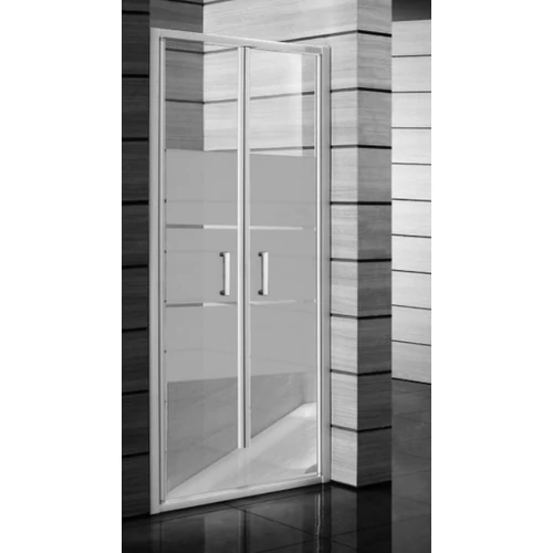 JIKA LYRA PLUS Kettős zuhanyajtó, 90 cm, csíkos üveg, fehér fogantyúval H2563820006651