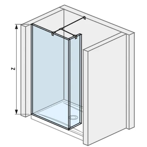 JIKA Walk-In PURE 70 zuhanyfal, oldalfalhoz rögzített, rövid üvegfallal, 2 támasz H2684210026681