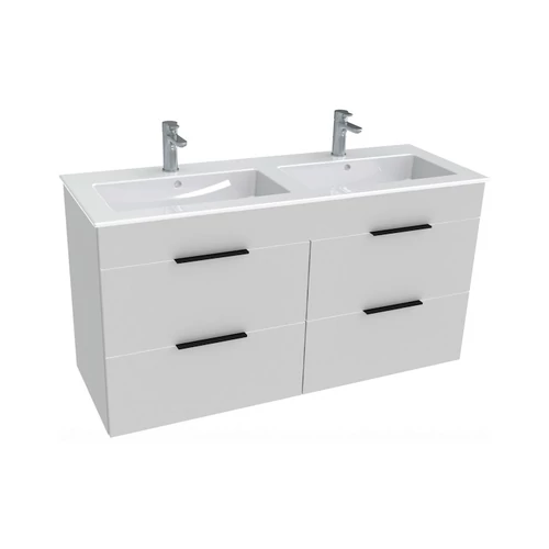 JIKA CUBE alsószekrény 2 mosdóval, 4 fiók, 120x43 cm, fehér H4536621763001