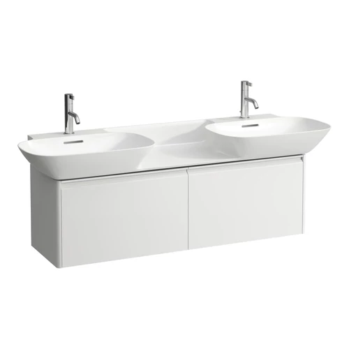 LAUFEN BASE Alsószekrény, 2 fiókkal, H814304 mosdóhoz, eloxált alumínium fogantyúval, Matt Fehér H4030151102601