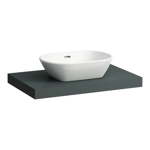 LAUFEN LANI Mosdótartó lap, 80 cm, kivágással középen, 65 mm vastag, 2 tartókonzollal, Traffic Szürke H4046511122661