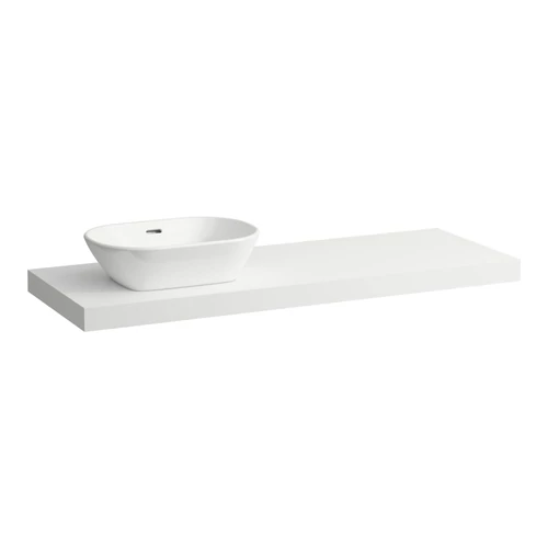 LAUFEN LANI Mosdótartó lap, 140 cm, kivágással bal oldalon, 65 mm vastag, 3 tartókonzollal, Matt Fehér H4046821122601