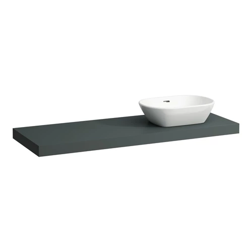 LAUFEN LANI Mosdótartó lap, 140 cm, kivágással jobb oldalon, 65 mm vastag, 3 tartókonzollal, Traffic Szürke H4046831122661