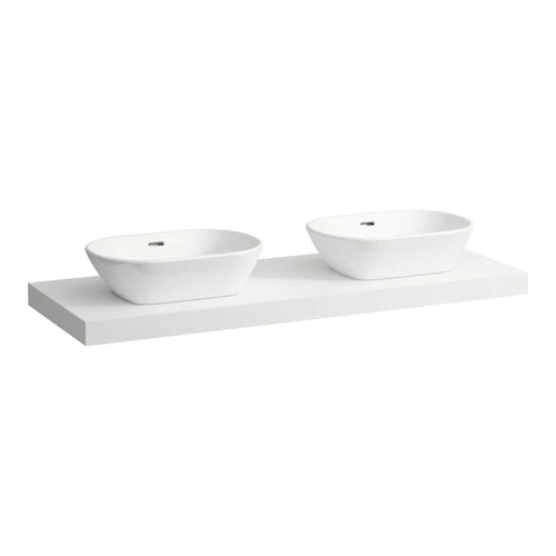 LAUFEN LANI Mosdótartó lap, 140 cm, kivágással jobb és bal oldalon, 65 mm vastag, 3 tartókonzollal, Matt Fehér H4046841122601