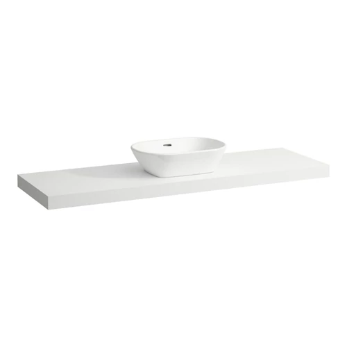 LAUFEN LANI Mosdótartó lap, 160 cm, kivágással középen, 65 mm vastag, 3 tartókonzollal, Matt Fehér H4046911122601