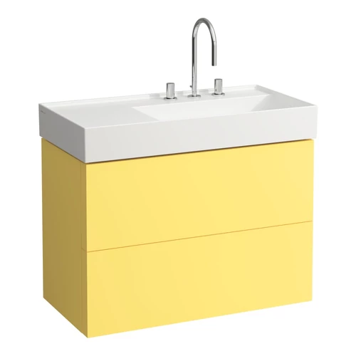 LAUFEN Kartell LAUFEN Alsószekrény két fiókkal, fiókelosztóval, bal polcos 810339 mosdóhoz, Mustár Sárga H4076080336441