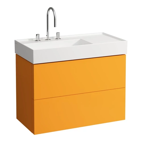 LAUFEN Kartell LAUFEN Alsószekrény két fiókkal, fiókelosztóval, bal polcos 810338 mosdóhoz, Okkerbarna H4076180336431