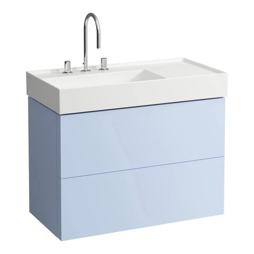 LAUFEN Kartell LAUFEN Alsószekrény két fiókkal, fiókelosztóval, bal polcos 810338 mosdóhoz, Szürkéskék H4076180336451