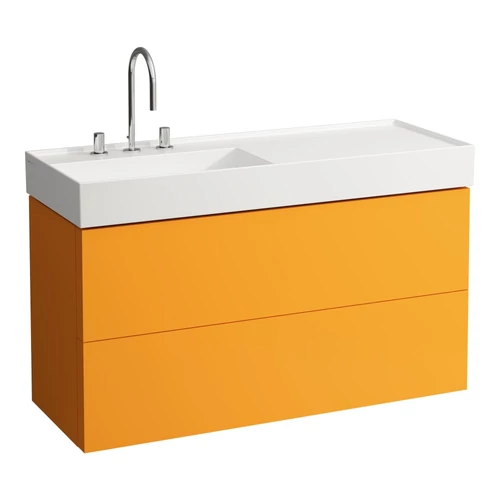 LAUFEN Kartell LAUFEN Alsószekrény két fiókkal, fiókelosztóval, jobb polcos 813332 mosdóhoz, Okkerbarna H4076480336431