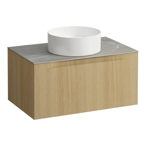 LAUFEN ARUN Fiókos elem 800, 1 fiókkal, kivágással középen, Piasentina Grigio felülettel, Világos Tölgy H4161011512501