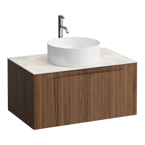 LAUFEN ARUN Fiókos elem 800, 1 fiókkal, kivágással középen, Botticino Crema felülettel csaplyuk kivágással, Natúrfa H4171051516301