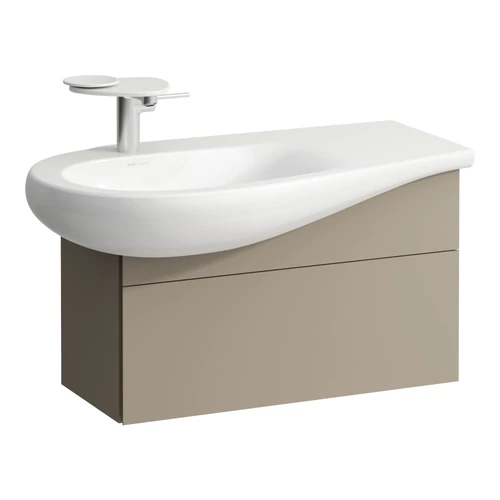 LAUFEN ILBAGNOALESSI Alsószekrény, 90 cm, kivágással bal oldalon, 1 fiókkal, finoman záródó mechanizmussal, H814975 mosdóhoz, Gyöngy Bézs H4304010972701
