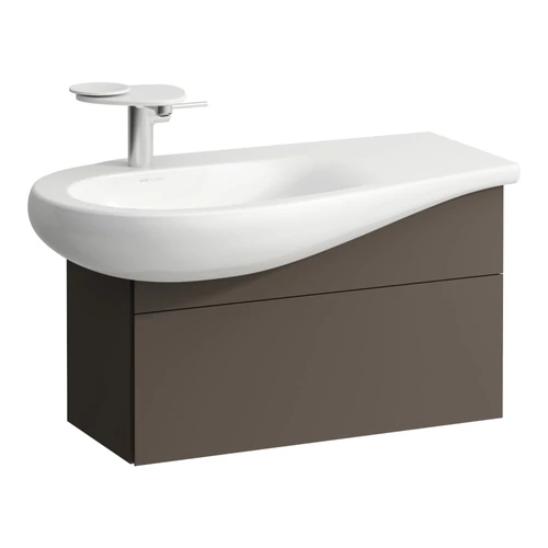 LAUFEN ILBAGNOALESSI Alsószekrény, 90 cm, kivágással bal oldalon, 1 fiókkal, finoman záródó mechanizmussal, H814975 mosdóhoz, Sötét Barna H4304010974291