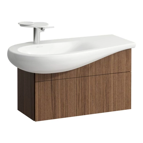 LAUFEN ILBAGNOALESSI Alsószekrény, 90 cm, kivágással bal oldalon, 1 fiókkal, finoman záródó mechanizmussal, H814975 mosdóhoz, Natúrfa Furnér H4304010976301