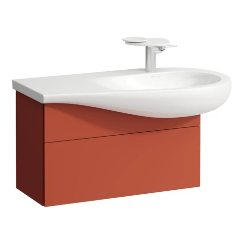 LAUFEN ILBAGNOALESSI Alsószekrény, 90 cm, kivágással jobb oldalon, 1 fiókkal, finoman záródó mechanizmussal, H814976 mosdóhoz, Terracotta H4304110972691