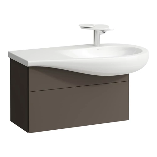 LAUFEN ILBAGNOALESSI Alsószekrény, 90 cm, kivágással jobb oldalon, 1 fiókkal, finoman záródó mechanizmussal, H814976 mosdóhoz, Sötét Barna H4304110974291